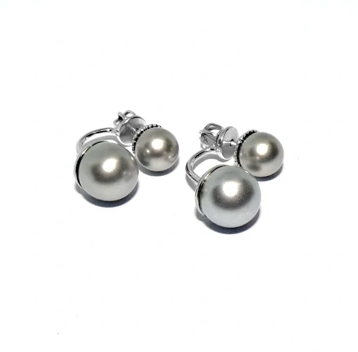 Stříbrné náušnice 2v1 Swarovski perla šedá - NŠ1183/1512v