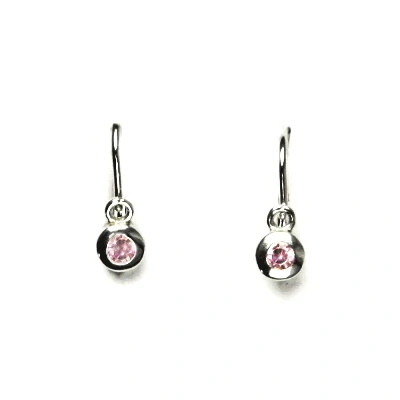 Zlaté dětské náušnice pink zirkon - VE178 bílé zlato