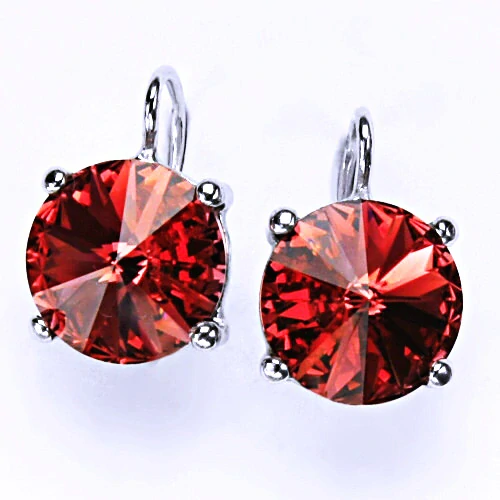 Stříbrné náušnice Swarovski krystal Paparadscha - NK1188
