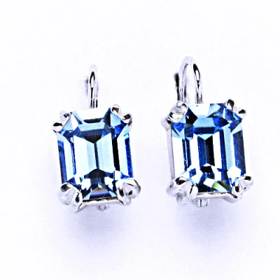 Stříbrné náušnice Swarovski krystal akvamarin- NK1201