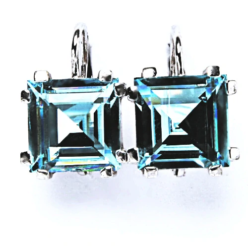 Stříbrné náušnice Swarovski krystal akvamarin - NK1196