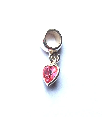 Stříbrný korálek srdíčko Swarovski rose - P1315/kor.