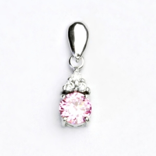 Stříbrný přívěsek zirkon pink - VP126