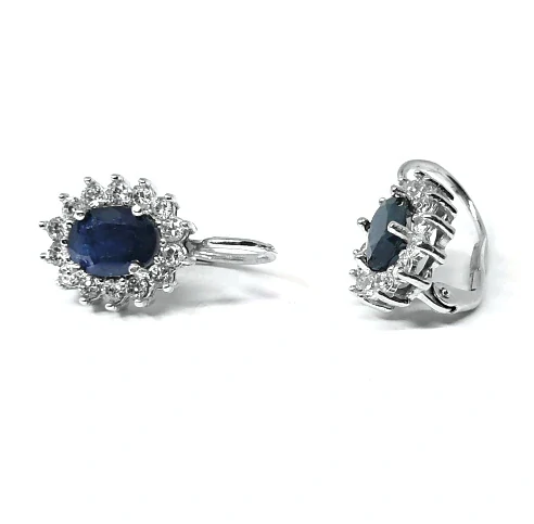 Stříbrné náušnice Kate přírodní safír 8x6 mm - NK1507