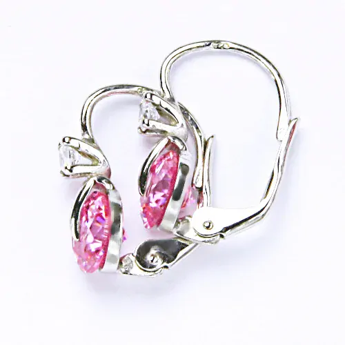 Stříbrné náušnice pink zirkon - NK1288