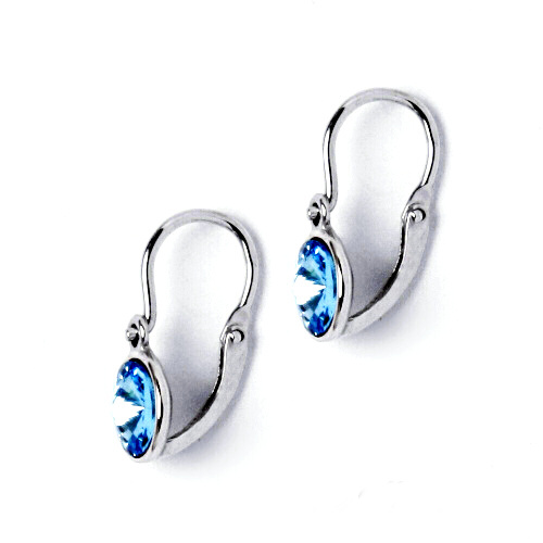 Stříbrné dětské náušnice Swarovski Akvamarine - NK1336