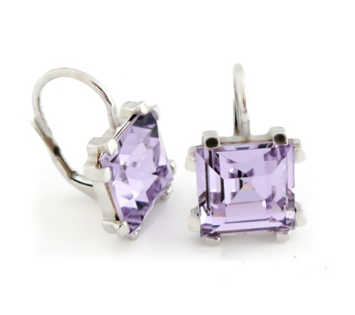 Stříbrné náušnice Swarovski krystal violet - NK1196