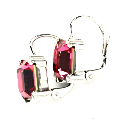 Stříbrné náušnice Swarovski krystal rose - NK1201