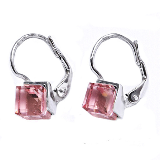Stříbrné náušnice Swarovski light rose - NK1230