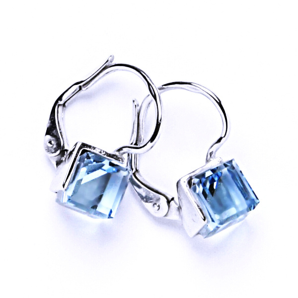 Stříbrné náušnice Swarovski akvamarine - NK1230
