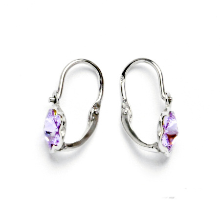 Stříbrné dětské náušnice kytička Swarovski violet - NK1297