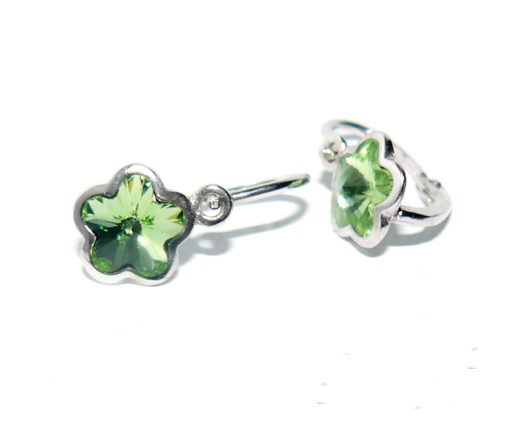 Stříbrné dětské náušnice kytička Swarovski chryzolit - NK1297