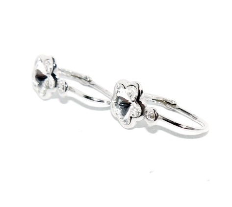 Stříbrné dětské náušnice kytička Swarovski čirá - NK1297
