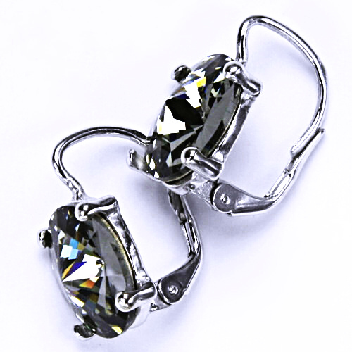 Stříbrné náušnice Swarovski krystal Black diamond - NK1188