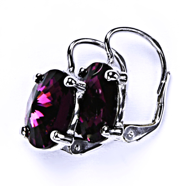 Stříbrné náušnice Swarovski krystal Amethyst - NK1188