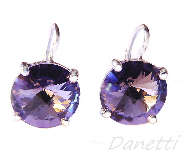 Stříbrné náušnice Swarovski krystal Tanzanit - NK1188
