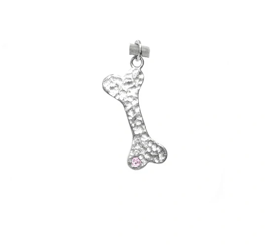 Stříbrný přívěsek kost pink zirkon - DN22
