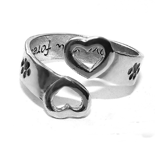 Stříbrný prsten tlapka a srdce - DN189