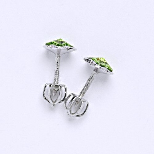 Stříbrné náušnice kytičky Swarovski peridot - NŠ1297