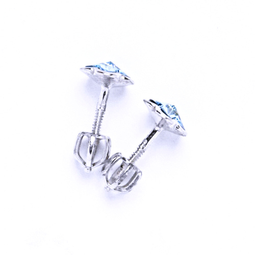 Stříbrné náušnice kytičky Swarovski akvamarin - NŠ1297