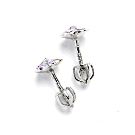 Stříbrné náušnice kytičky Swarovski violet - NŠ1297
