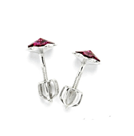Stříbrné náušnice kytičky Swarovski fuchsie - NŠ1297