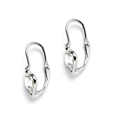 Stříbrné náušnice dětské srdíčka Swarovski čiré - NK1315