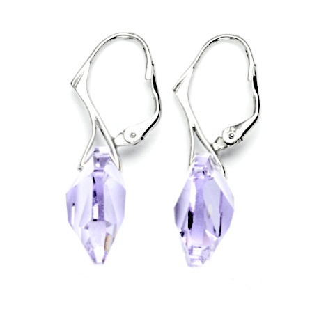 Stříbrné náušnice Swarovski krystal Light ametyst - NK1295
