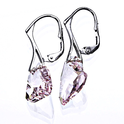 Stříbrné náušnice Swarovski krystal rose - NK1295
