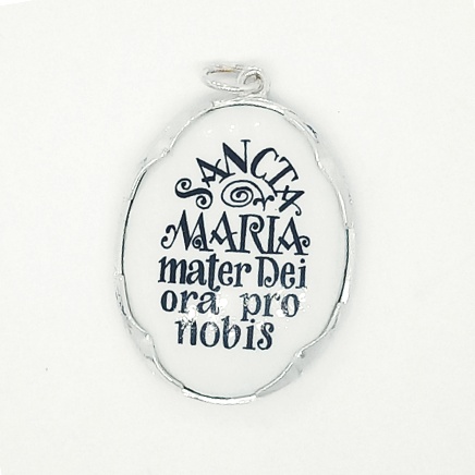 Stříbrný přívěsek porcelánový medailon Madonka - P158 MO