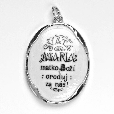 Stříbrný přívěsek porcelánový medailon Madonka - P158 M5-B