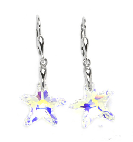 Stříbrné náušnice Swarovski krystal hvězda AB - NK1313/27