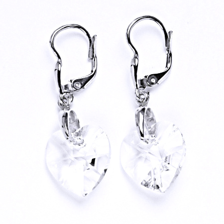 Stříbrné náušnice srdíčka Swarovski krystal čirý - NK1313/27