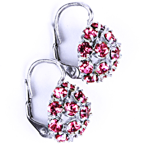 Stříbrné náušnice Swarovski krystaly rose - NK1337