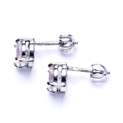 Stříbrné náušnice přírodní růženín 6 mm - NŠ1250