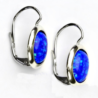 Stříbrné náušnice tmavě modrý opál - NK1453