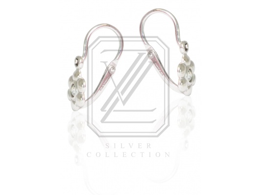 Stříbrné náušnice dětské kytičky , pink zirkon- VE213