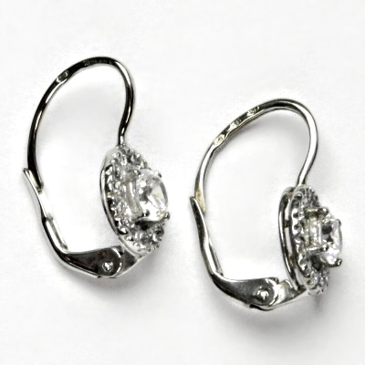 Zlaté náušnice čiré zirkony - VE239 - bílé zlato