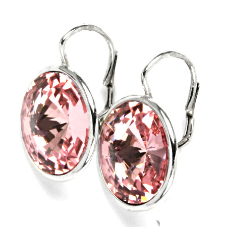 Stříbrné náušnice Swarovski krystal rose - NK1372