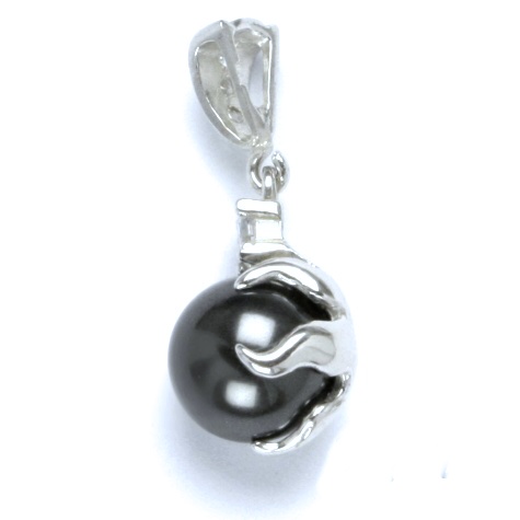 Stříbrný přívěsek perla Swarovski black a zirkon - P1190
