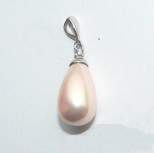 Stříbrný přívěsek slza perla rose - P1482