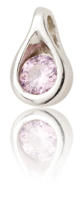 Stříbrný přívěsek slza pink zirkon - VP43