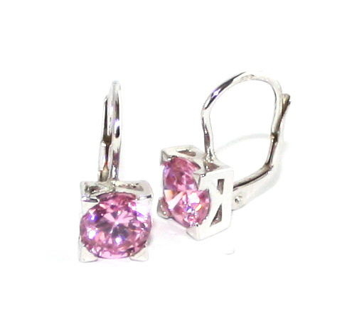 Stříbrné náušnice pink zirkon - NK1269