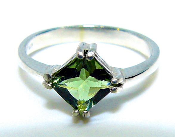 Stříbrný prsten přírodní vltavín - T1257