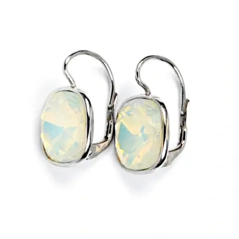 Stříbrné náušnice Swarovski white water opal - NK1375