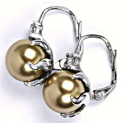 Stříbrné náušnice perla Swarovski bronze - NK1190