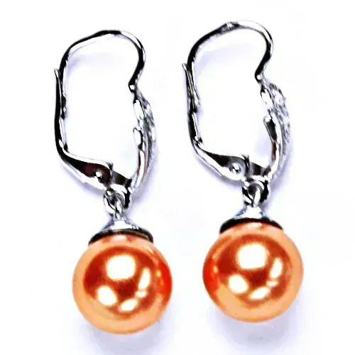 Stříbrné visací náušnice perla Swarovski orange - NK9/1193