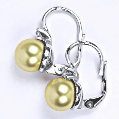 Stříbrné náušnice perla Swarovski gold - NK1207