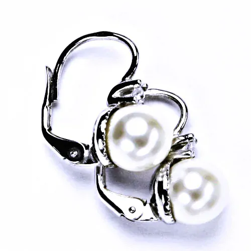 Stříbrné náušnice perla Swarovski perleťový lesk bílá - NK1207