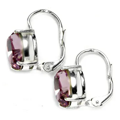 Stříbrné náušnice Swarovski  amethyst - NK1242
